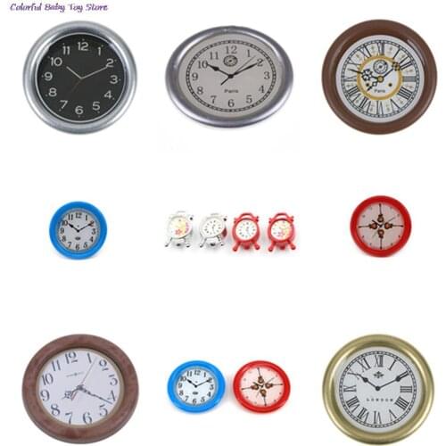 2019 New Doll House Miniature Wall Clock 1:12 Scale Play Doll Houses Miniaturas Home Decor Accessories Toy Play Furniture Toys