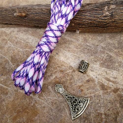 Norse Viking Runes Beads Paracord Diy Set Braided Bracelet Men Bracelets Thor Hammer Rope Bangles for Men Jewelry Gifts