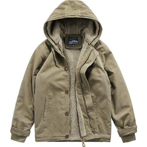 2021 Autumn Winter Hooded Cotton Jacket Men New Fleece-lined Thickened Warm Mens Coat Casual Lamb Parka Men Trendy Jacket E328