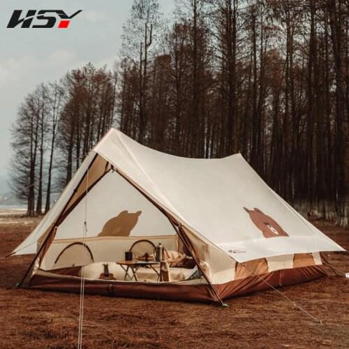 Outdoor Luxury Tent Nordic Vintage Brown Bear Cabin Small Room Light Luxury Thicken Rainproof Technology Camping Tents Hut