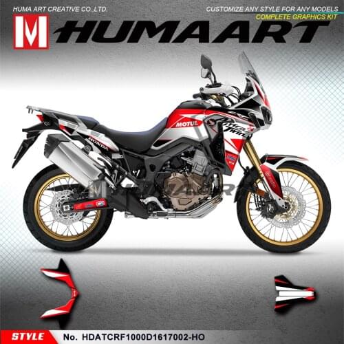 HUMAART Personalised Graphics Motorcycle Stickers Backgrounds for Africa Twin CRF1000D CRF1000L 2016 2017, Red Black
