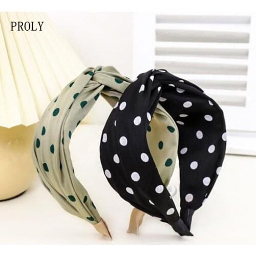 PROLY New Fashion Women Hair Accessories Wide Side Dot Point Cloth Headband Classic Fresh Summer Headwear Hairband