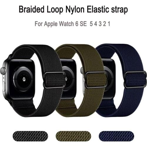 For Apple watch band 44mm 40mm 38mm 42mm FABRIC Nylon Elastic belt bracelet iWatch series 3 4 5 se 6 strap size adjustable