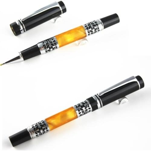 Luxury Metal Ball Point Pen Bookworm 675 Best Design Amber Celluloid Business Roller Ball Pen Flower Pattern Free Shipping