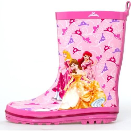 Disney Pink Girl Rain boots Three Princess Water shoes Children Four seasons Parenting shoes Rain boots size 23-38