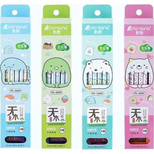San-X SUMIKKO GURASHI 12 Pcs Cute HB Pencil and 1 sharpener 2 in 1 Set Stationery Office School student stationery Kids gift