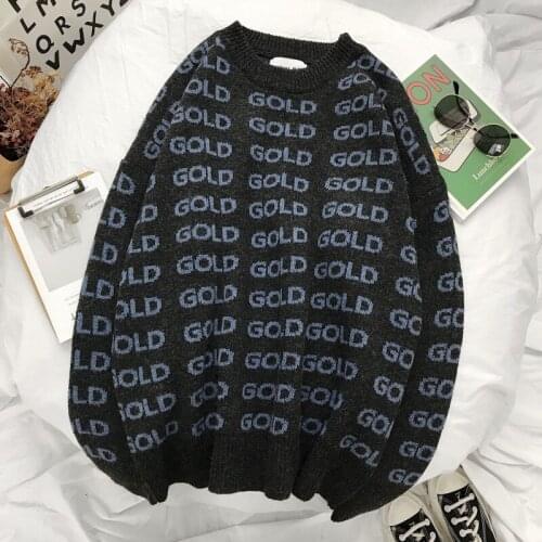 Mens Sweater Printed Letter Knitted Pullover Fashion Casual Sweaters O-Neck Hip Hop Streetwear Autumn Winter male knitwear