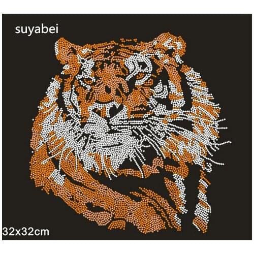 Tiger hot fix rhinestone transfer motifs designs iron on transfer iron on applique patches