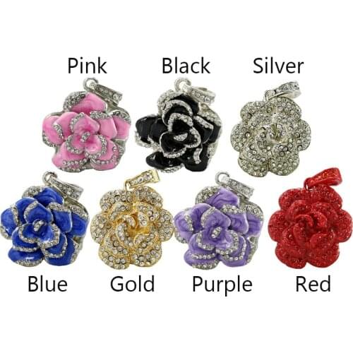 Crystal Metal Diamond Flower Leaf Necklace USB Flash Drive 64GB Pen Drive Gift Pendrive 8G 16GB 32GB USB 2.0 Memory Stick U Disk