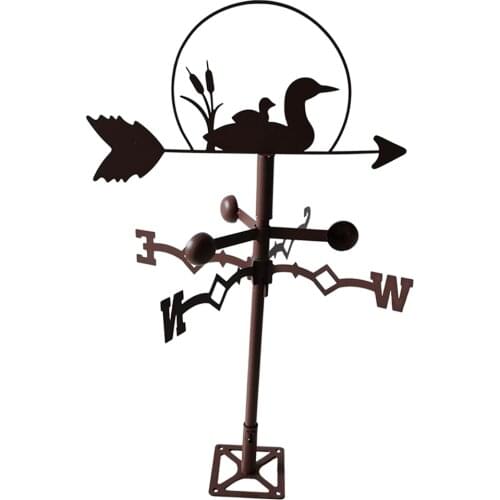 Retro Duck Weathervane Fence Mount Wind Direction Indicator Garden Ornament