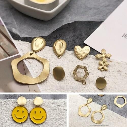High quality Asian gold series geometric shape love hexagon earrings DIY earrings earrings homemade jewelry materials