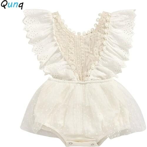 High Quality Baby Girls Romper 1 Year Birthday Party Clothes for Newborns Girl Summer White Lace Infant Princess Jumpsuits