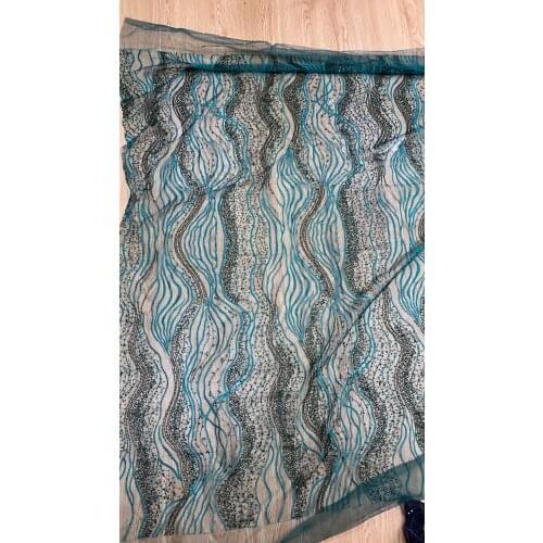 Top grade tulle lace African French fabric embroidery cord lace fabric L-92919 with beads