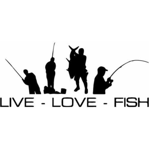 Amusing 16.6CM*7.2CM Great Live Love Fish Vinyl Car Sticker Art Decal Decor Black/Silver