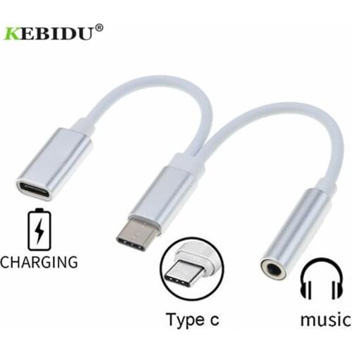 Kebidu Mini USB Type-C Audio Charging Adapter 3.5mm Headphone Jack Type C Male to Female with Charging Converter For Xiaomi