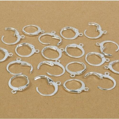 12*14mm 20pcs/lot Earring Hook Clasps Silver/Rose gold Plated Brass French Lever Earring Hooks Wire Settings Base Settings