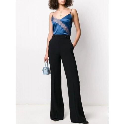 Women Full Lenght Pants New Black Commute Flare Trouser Autumn Back Zipper Mid Waist OL Office Work All-match Pant Suit Trousers