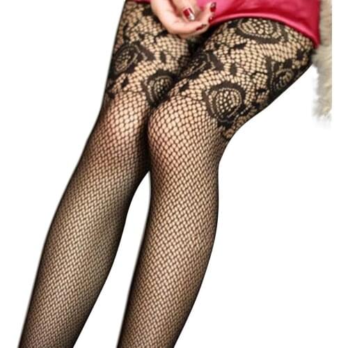 Women Ladies Breathable Mesh Flower Pattern Stockings Lace Hollow Pantyhose Ultrathin Stockings