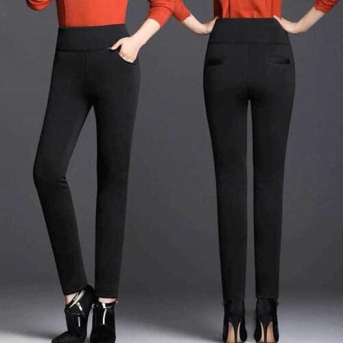 2021 Winter Trousers for Women Warm Fleeces Pencil Pants High Waist Stretch Thickening Leggings Casual Pants Plus Size 6XL Y335