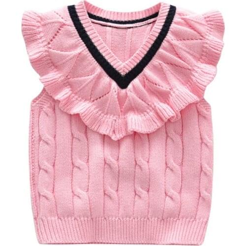 Girls Toddler Sweater Vest Winter Spring Autumn Kids Knitted Vest Fashion Cotton Waistcoat Outwear BC672