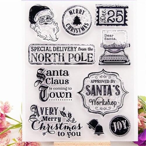 14*18CM Hot sale Santa Claus Clear Stamps / Silicone Seals Roller Stamp for DIY scrapbooking photo album/Card Making