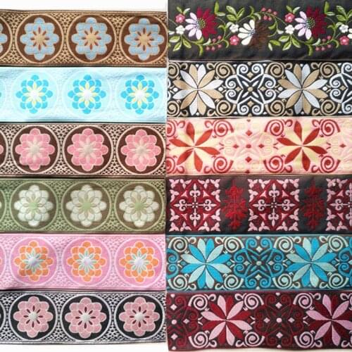 2M/Lot Colorful Flower Jacquard Ribbon Geometry Gorgeous Accessories Belt Ribbon Lace Fabric HB197