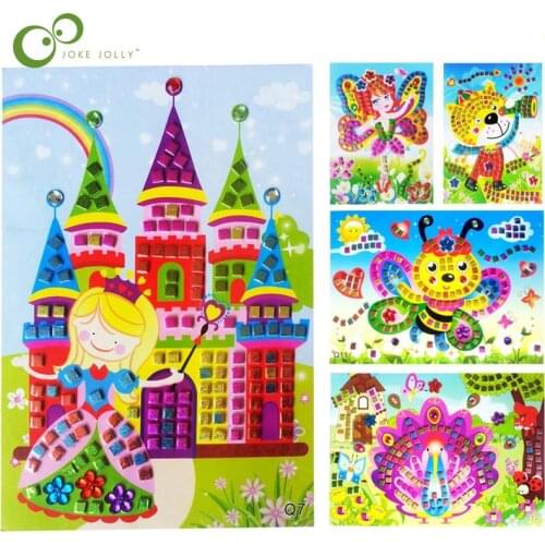 3/6pcs EVA Art Stickers Kids DIY Craft Toys Flash Diamond Puzzle Game Handmade Cartoon Creative Educational Toys DDJ