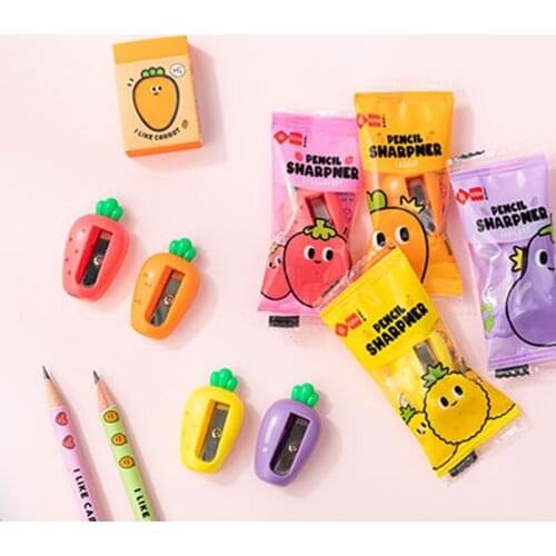 4 Pcs Cute Carrot Pencil Sharpener Creative Fruit Pencil Sharpener For Kids Prizes Gift Korean Stationery Kawaii School Supplies