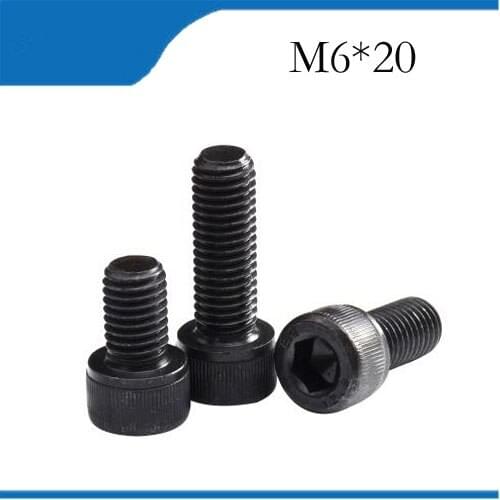 50 pcs M6*20 Black Alloy Steel Metric All Thread Hex Socket Head Cap Screw Bolt M6X8/10/12/16/20mm m6 screws,m6 bolts,m6 nails