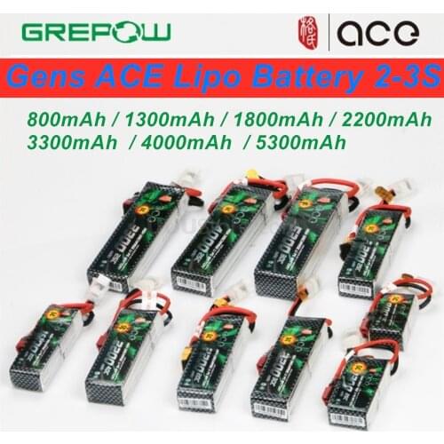 Gens ACE Lipo Battery 2-3S 7.4V-11.1V 800mAh 1300mAh 1800mAh 2200mAh 3300mAh 4000mAh 5300mAh with T/XT60 Plug