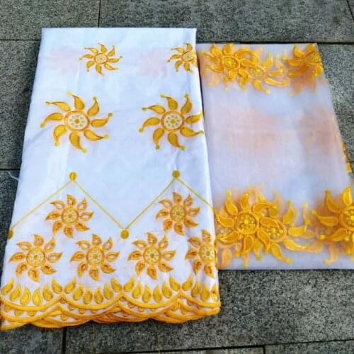 Basin riche fabric white&gold african lace material guinea brocade fabric bazin riche fabric nigeria lace women scarf 7yard/lot