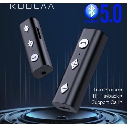 KUULAA Wireless Adapter Bluetooth 5.0 Receiver Earphone Music Transmitter AUX Audio Receiver Lavalier 3.5mm Jack For Headphone