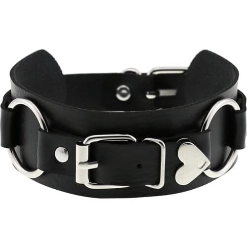 Black Leather Choker Necklace women goth Heart Lady Chocker Cool punk Collar Harajuku Cosplay Festival Jewelry Gift wholesale