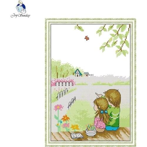Childhood Country DIY Character Pattern Cross Stitch Aida 11CT 14CT Canvas Needle Thread Embroidery Kits Childrens Room Decor