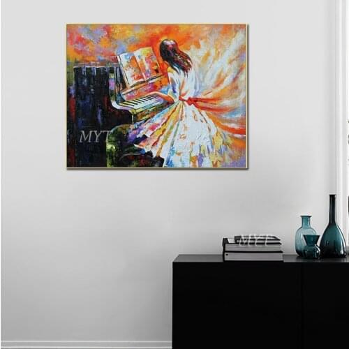The Girl Is Playing The Piano Artistic Creation Abstract Oil Painting Wall Art Home Decor Picture Modern Oil Painting On Canvas