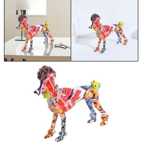 Dog Sculpture Home Dectaion Poodle Figurine Stading Animal Gift Collection