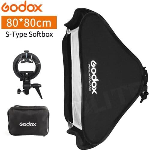 Godox 80*80 cm Softbox Foldable 80x80 Flash Folding + S-Type Bracket Bowens Holder + Bag Kit for Photo Studio Flash Speedlites