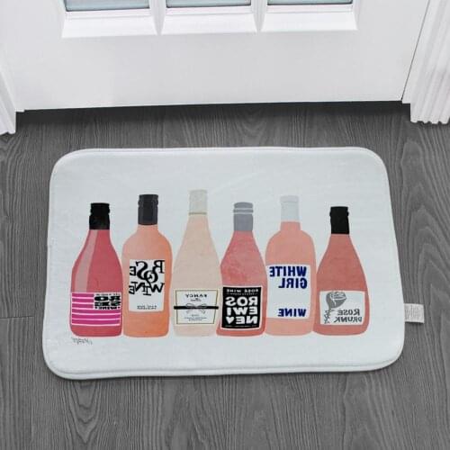 Artistic bicycle vase flower printing bathroom non-slip mat practical non-slip rectangular flannel welcome door mat