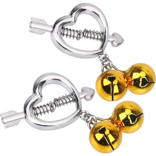 IKOKY Nipple Stimulator Teaser Nipple Clamps Adult Games 1 Pair Sex Toy for Women Couples Heart Shape Metal Breast Clips