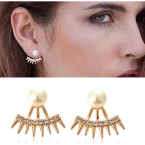 Korean Jewelry Zircon Pearl Crystal Flower Angel Wings Geometry Stud Earrings For Women Statement Ear Jewelry Wholesale