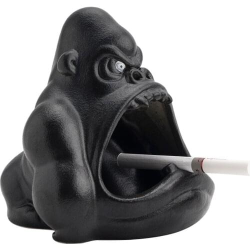 Creative Cute Cartoon Ceramic Orangutan Ashtray Office Room Home Decoration Art Crafts Large Capacity Ashtray Gift for Boyfriend