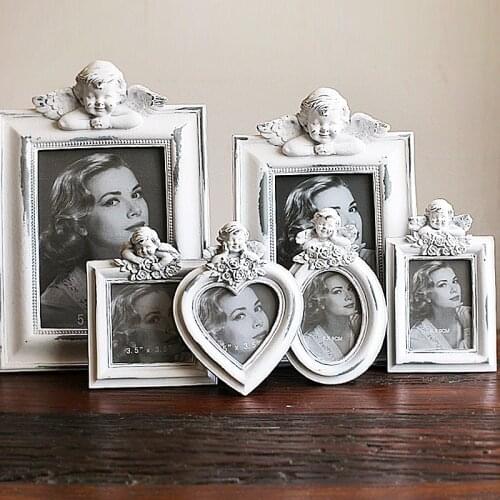 Hot Selling Newest Heart Shape Elliptical European Retro Frame for Old Angel Photo Frame Wedding Dress Photo Frame Home Decor