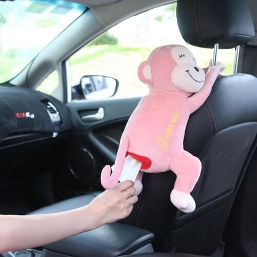 Lovely Portable Monkey Tissue Box Home Office Auto Automobile Car Tissue Box Cover Napkin Paper Holders Cases Car Organization