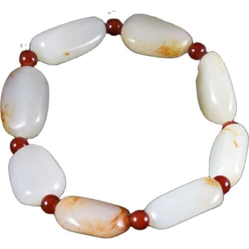 Natural seeds of Xinjiang Hetian jade seed Carved beads Jade hand string A