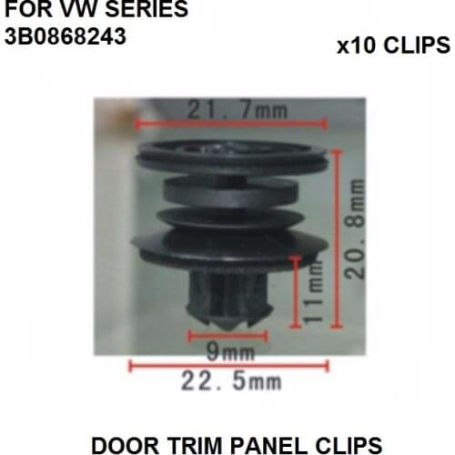 NEW Door Panel Retainer Clip 10mm 10pcs For VW Passat Golf Beetle 337 Sedan R32 Mk4 OE# 3B0868243