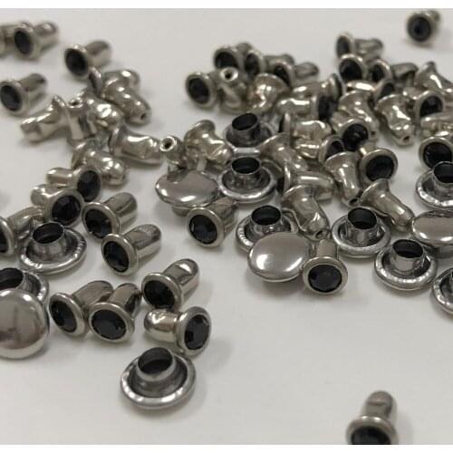 New Coming 100PCS 4MM Black CZ+++ Hardware Rivets Crystal Rivets Leather Craft Punk Studs Fit Leather Craft Garment Belts Bags
