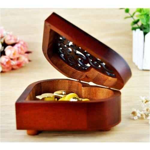 Charming Wood Carved Heart Shape Music Box Gift for Birthday/Valentines day, Music Box Melody Castle in the Sky