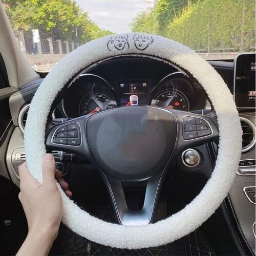 38cm Steering Wheel Cover Lamb Plush Personality Cute Car Accessories Non-Slip Car Assessoires Interior For Women Volante Coche