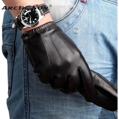 2020 Rushed Men Genuine Leather Gloves Solid Adult Fashion Sheepskin Driving Glove Wrist Thermal Winter Free Shipping M017pq2