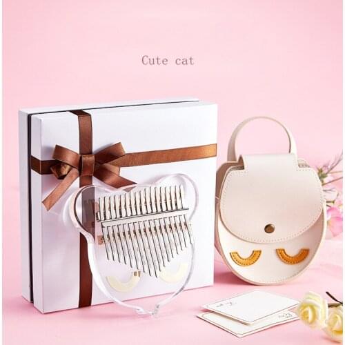 17 Keys Kalimba Transparent Thumb Piano Beginners Children Finger Piano Musical Instrument with PU Piano Bag Tuning Hammer KLB14